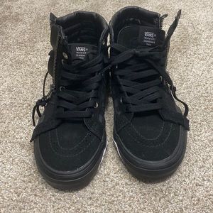 Vans high top black checker with zip